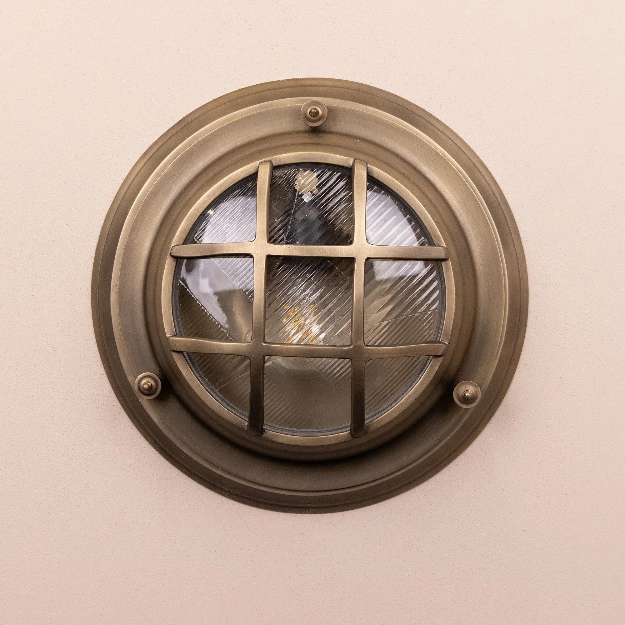 Looe Bulk Head Round Lantern | Brass - Image 2