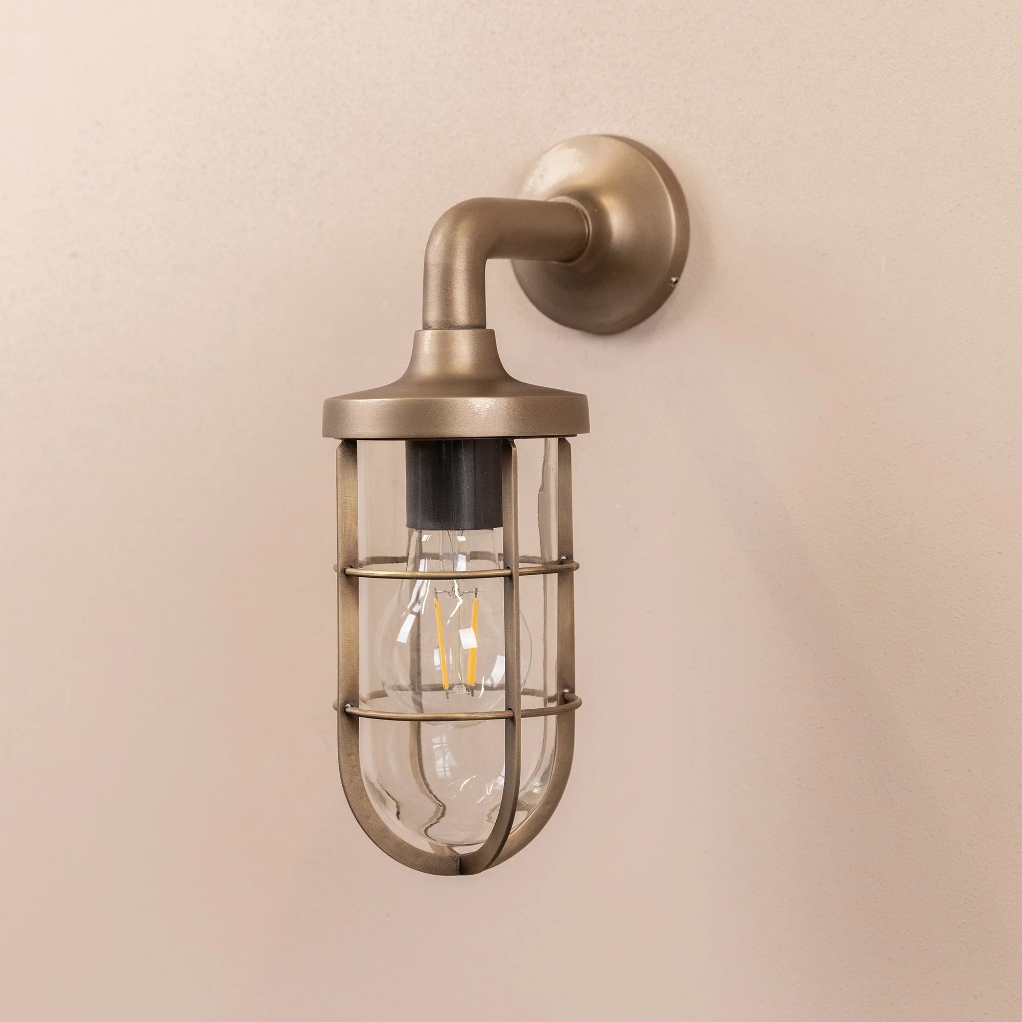 Polperro Outdoor Wall Lantern | Brass - Image 2