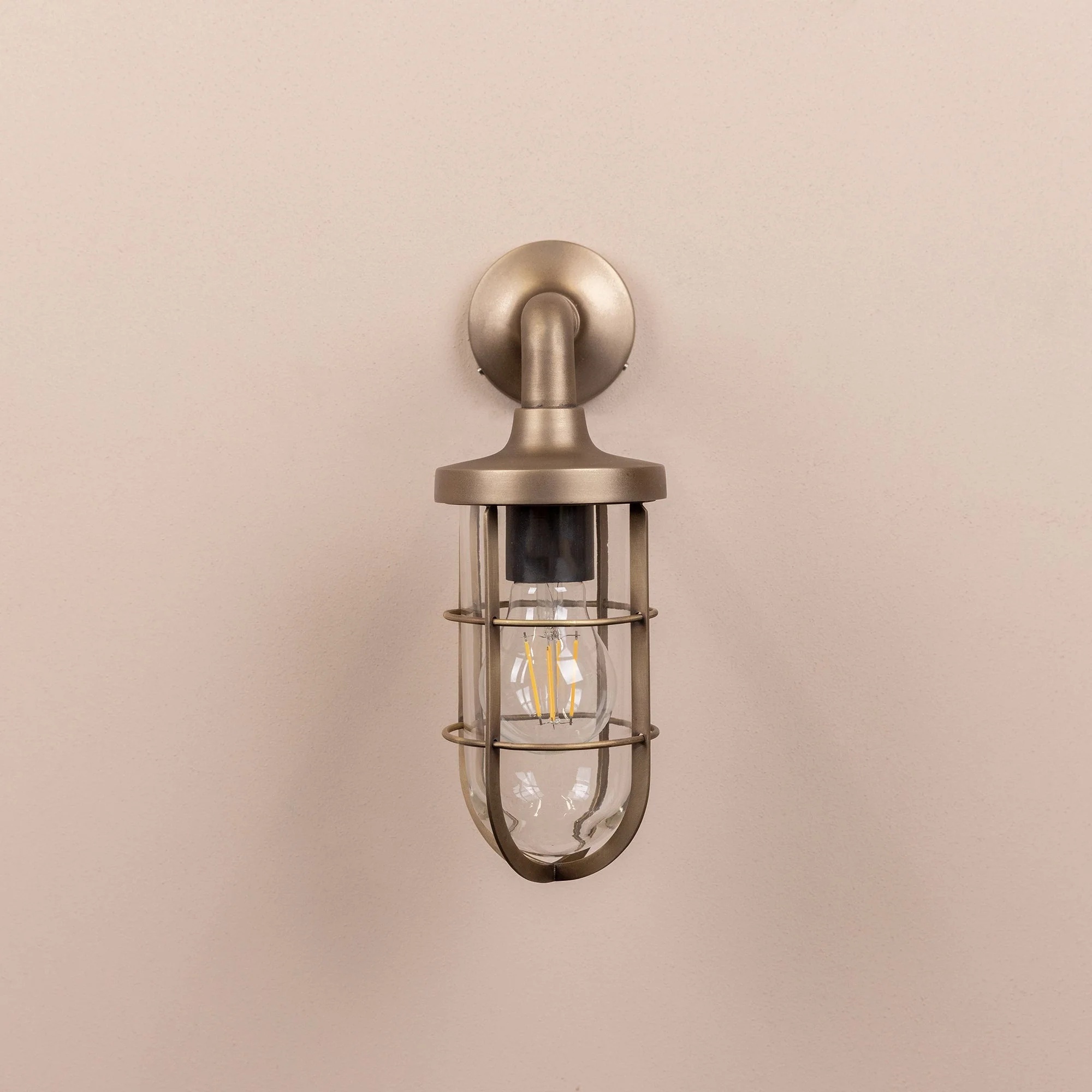 Polperro Outdoor Wall Lantern | Brass - Image 4